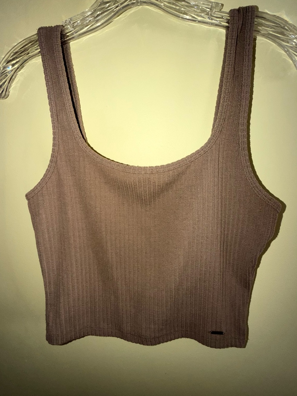 Hollister Ribbed Scoop Tank Top - Taupe Brown